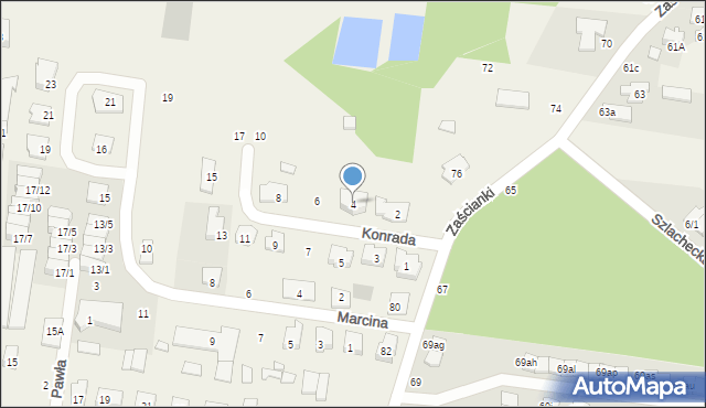 Zaścianki, Konrada, 4, mapa Zaścianki