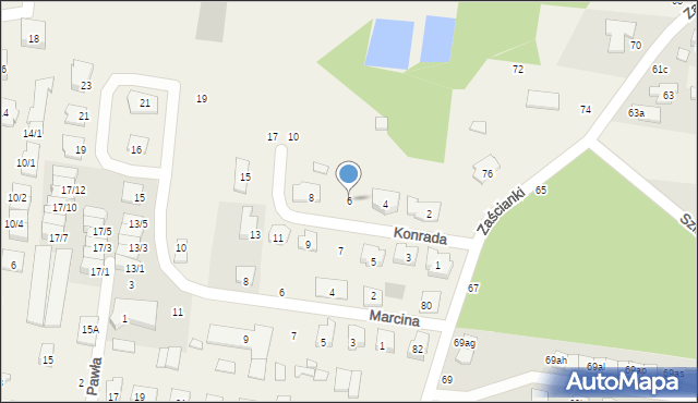 Zaścianki, Konrada, 6, mapa Zaścianki
