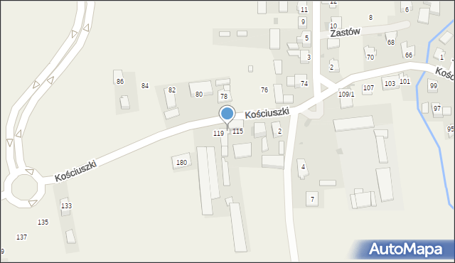 Zastów, Kościuszki Tadeusza, gen., 117, mapa Zastów