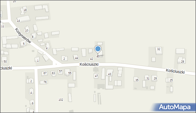 Zastów, Kościuszki Tadeusza, gen., 40, mapa Zastów
