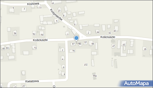Zastów, Kościuszki Tadeusza, gen., 65, mapa Zastów