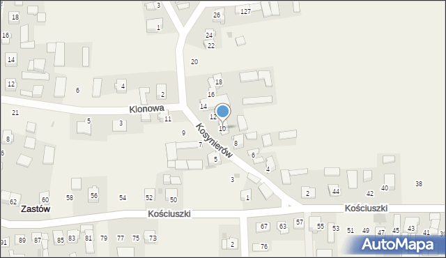 Zastów, Kosynierów, 10, mapa Zastów