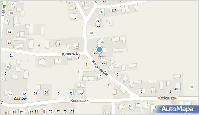 Zastów, Kosynierów, 12, mapa Zastów