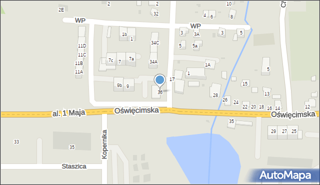 Zator, Kolejowa, 36, mapa Zator