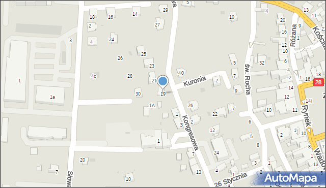 Zator, Kongresowa, 19, mapa Zator