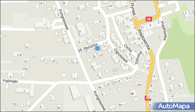 Zator, Kongresowa, 20a, mapa Zator