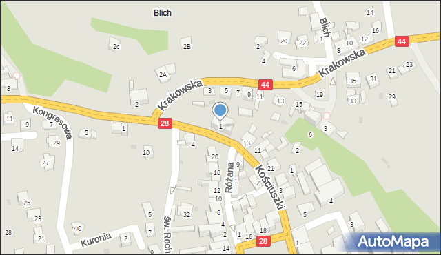 Zator, Kościuszki Tadeusza, gen., 1, mapa Zator