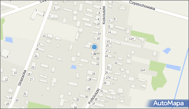 Zawada, Kościuszki Tadeusza, gen., 18, mapa Zawada