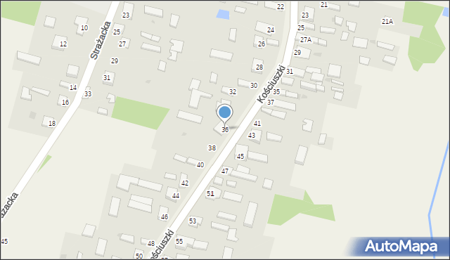 Zawada, Kościuszki Tadeusza, gen., 36, mapa Zawada