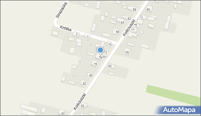 Zawada, Kościuszki Tadeusza, gen., 74, mapa Zawada