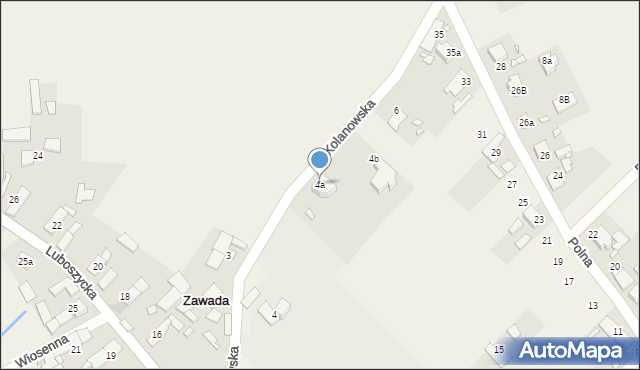 Zawada, Kolanowska, 4a, mapa Zawada