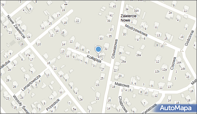 Zawiercie, Kołłątaja Hugo, 4, mapa Zawiercie