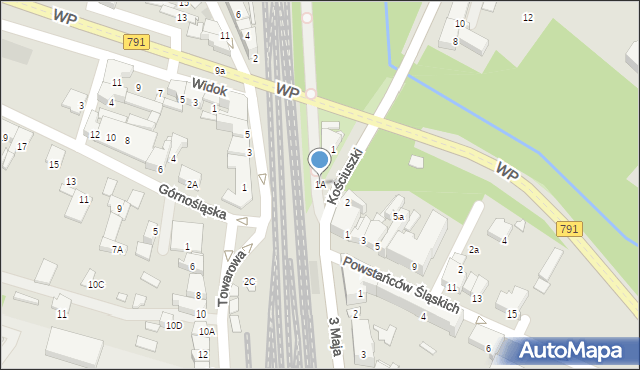 Zawiercie, Kościuszki Tadeusza, gen., 1A, mapa Zawiercie