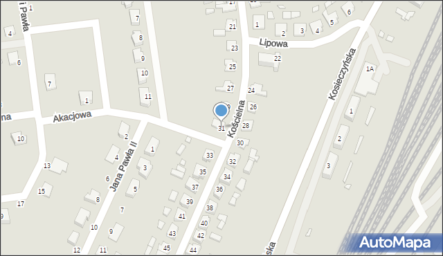 Zbąszynek, Kościelna, 31, mapa Zbąszynek