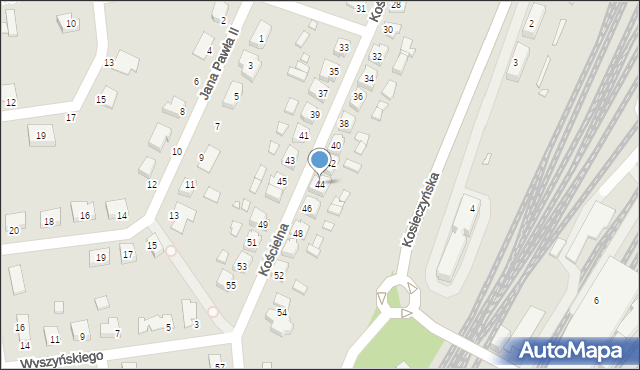 Zbąszynek, Kościelna, 44, mapa Zbąszynek