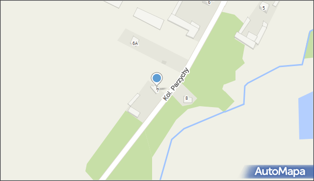 Zbójna, Kol. Parzychy, 7, mapa Zbójna