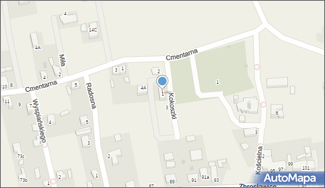 Zbrosławice, Kokoszki Romualda, ks., 1, mapa Zbrosławice