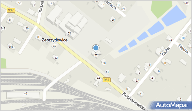 Zebrzydowice, Kochanowskiego Jana, 57, mapa Zebrzydowice