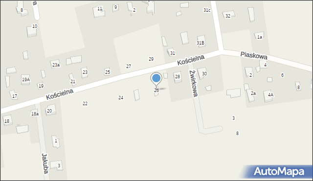 Żelechów, Kościelna, 26, mapa Żelechów