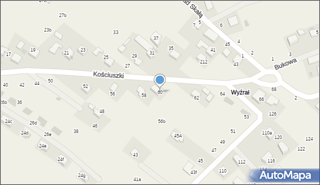 Zelków, Kościuszki Tadeusza, gen., 60, mapa Zelków