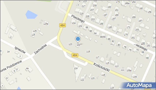 Zelów, Kościuszki Tadeusza, gen., 121, mapa Zelów