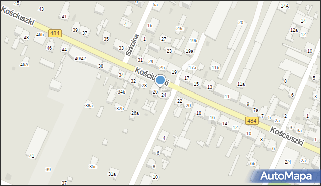 Zelów, Kościuszki Tadeusza, gen., 24A, mapa Zelów