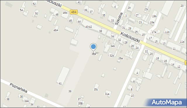Zelów, Kościuszki Tadeusza, gen., 38a, mapa Zelów