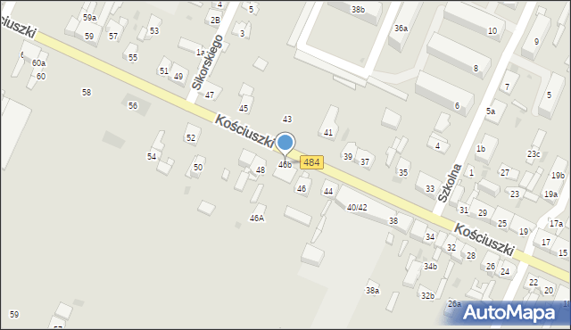 Zelów, Kościuszki Tadeusza, gen., 46b, mapa Zelów