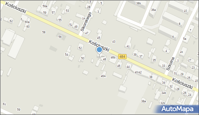 Zelów, Kościuszki Tadeusza, gen., 48a, mapa Zelów