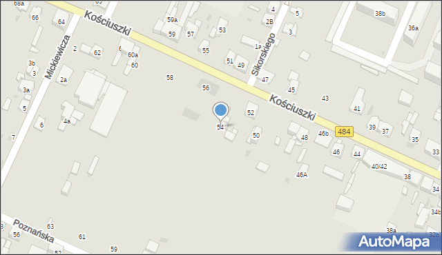 Zelów, Kościuszki Tadeusza, gen., 54, mapa Zelów