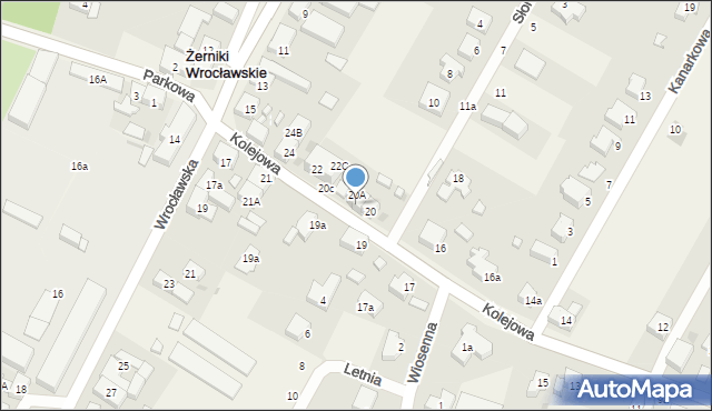 Żerniki Wrocławskie, Kolejowa, 20B, mapa Żerniki Wrocławskie