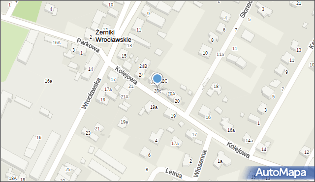 Żerniki Wrocławskie, Kolejowa, 20c, mapa Żerniki Wrocławskie