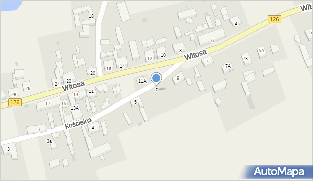 Zielin, Kościelna, 7, mapa Zielin