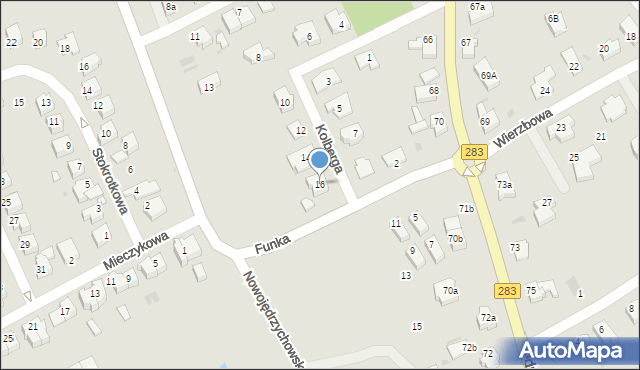 Zielona Góra, Kolberga Oskara, 16, mapa Zielona Góra