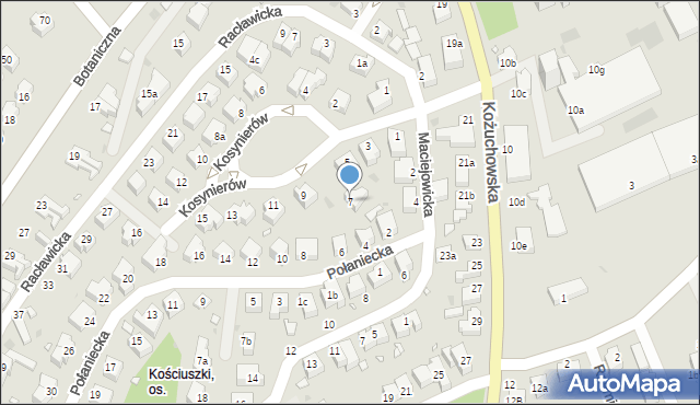 Zielona Góra, Kosynierów, 7, mapa Zielona Góra