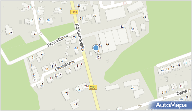 Zielona Góra, Kożuchowska, 30a, mapa Zielona Góra