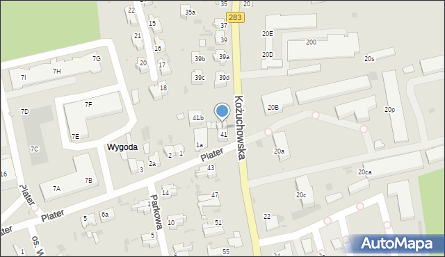 Zielona Góra, Kożuchowska, 41c, mapa Zielona Góra