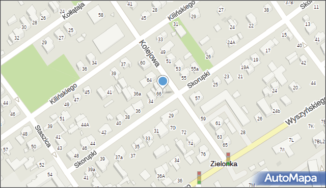 Zielonka, Kolejowa, 66a, mapa Zielonka