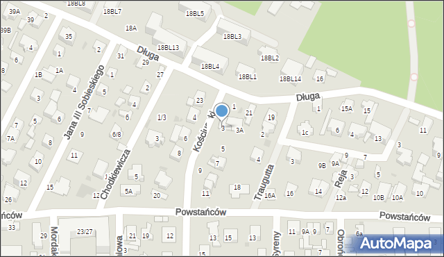 Zielonka, Kościuszki Tadeusza, gen., 3, mapa Zielonka