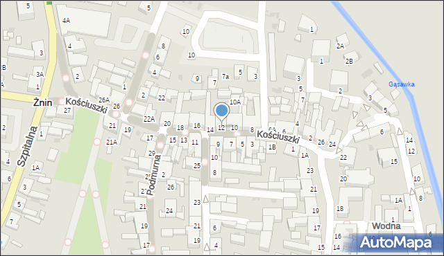 Żnin, Kościuszki Tadeusza, gen., 12, mapa Żnin