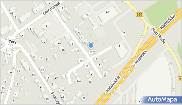 Żory, Kopernika Mikołaja, 11, mapa Żor