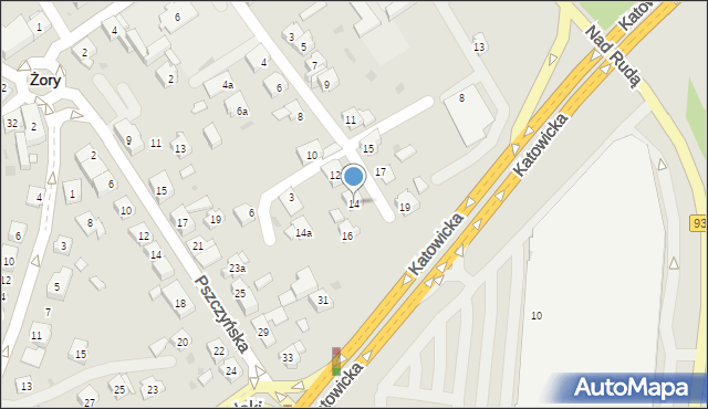 Żory, Kopernika Mikołaja, 14, mapa Żor
