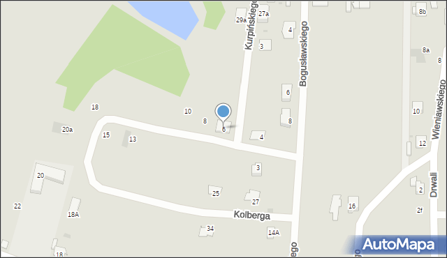 Żory, Kolberga Oskara, 6, mapa Żor