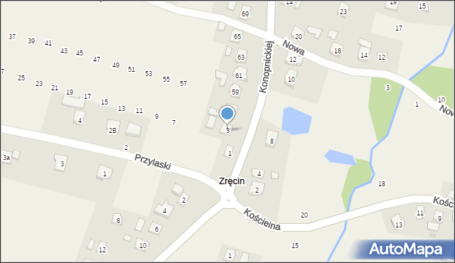 Zręcin, Konopnickiej Marii, 3, mapa Zręcin