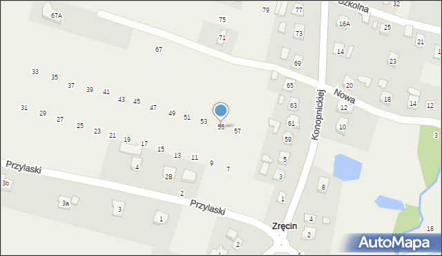 Zręcin, Konopnickiej Marii, 55, mapa Zręcin
