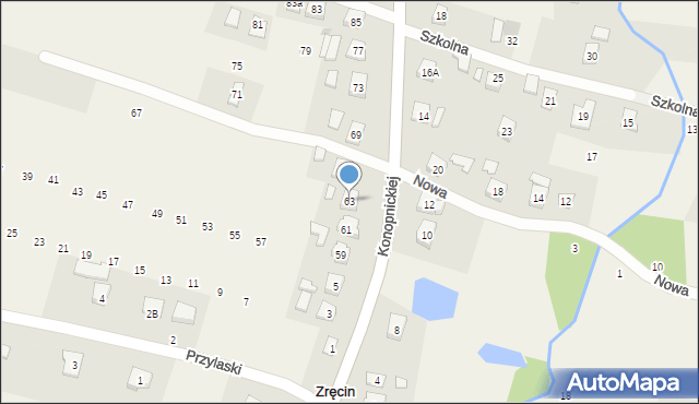 Zręcin, Konopnickiej Marii, 63, mapa Zręcin