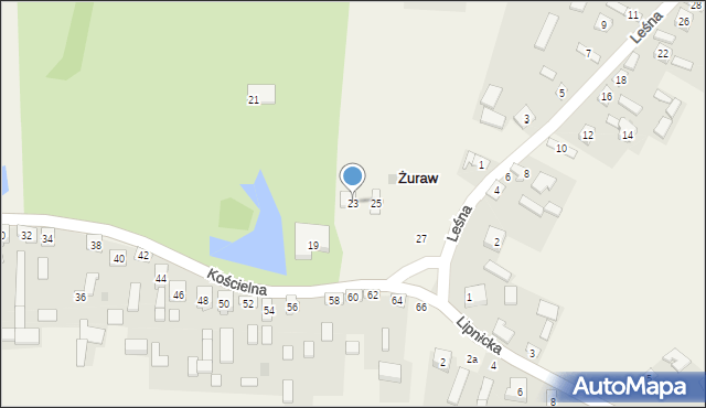 Żuraw, Kościelna, 23, mapa Żuraw
