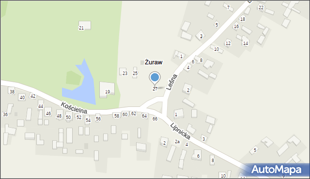 Żuraw, Kościelna, 27, mapa Żuraw