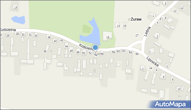 Żuraw, Kościelna, 54, mapa Żuraw