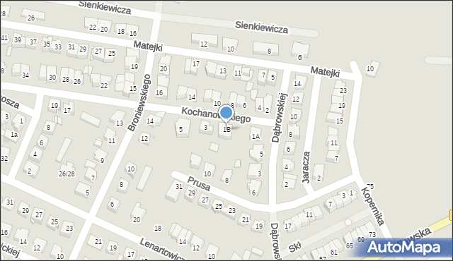 Żuromin, Kochanowskiego Jana, 1B, mapa Żuromin